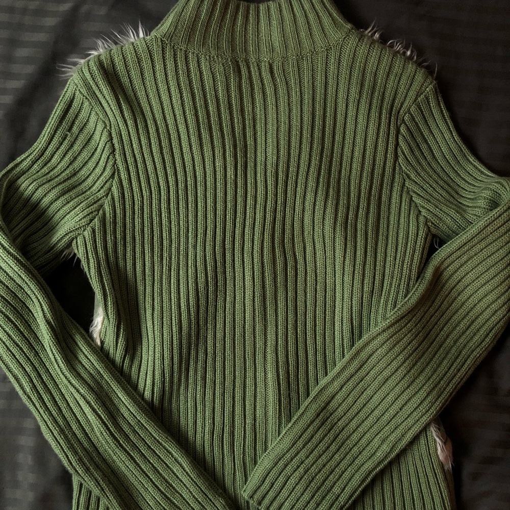 SOLD‼️‼️ Fairy grunge y2k furry knit green jacket - Picture 3 of 4